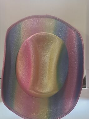Rainbow Glitter Cowboy Hat - Women